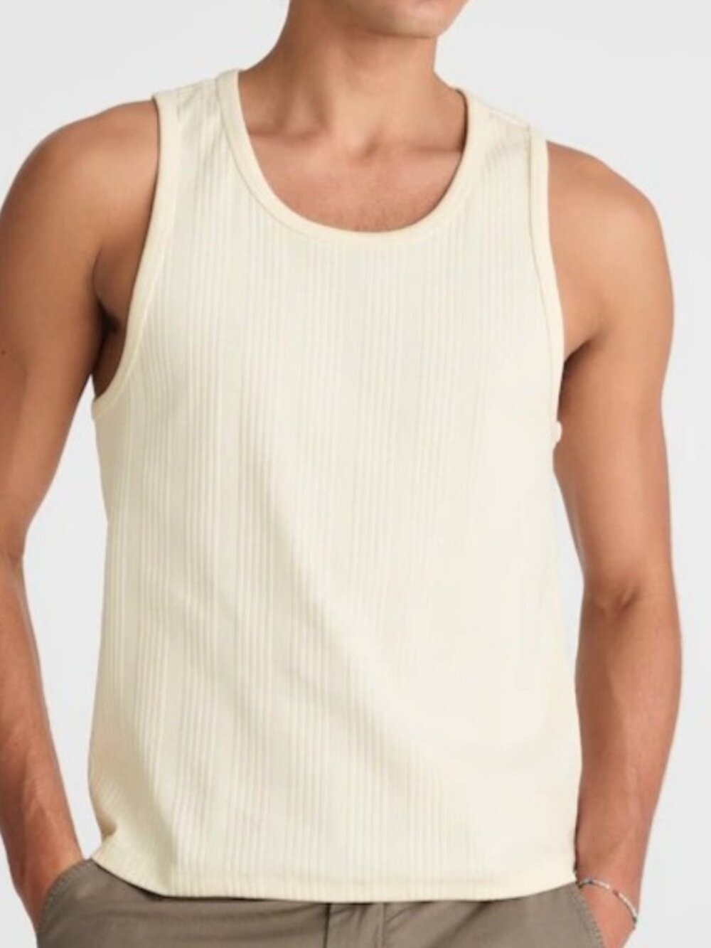 NWT Madewell Textured Tank Top Men's S Bright Ivory Lightweight Lounge Casual